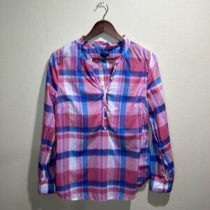 Talbots small Thin Lightweight 100% Cotton Blouse Ruffle Trim